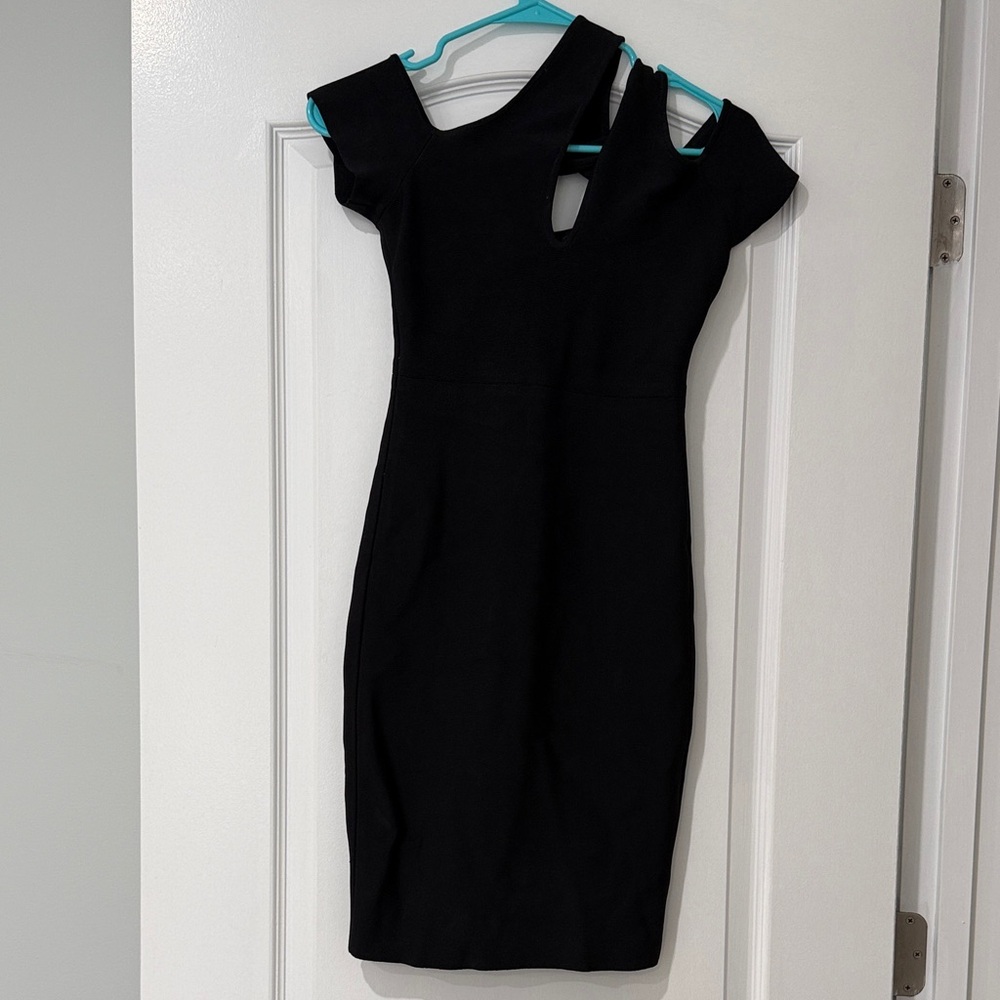 BCBGMaxAzria Black One-Shoulder Cutout Bodycon Dress